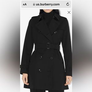 Burberry Kensington Short Black Trench EUC. Sz 14.